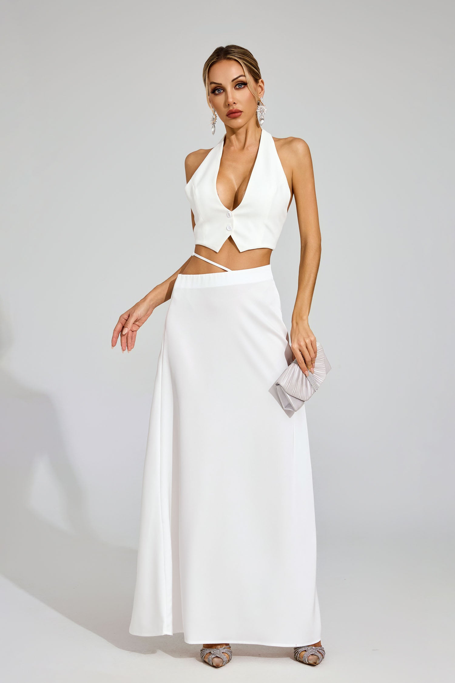 Griffith White Halter Blazer Set