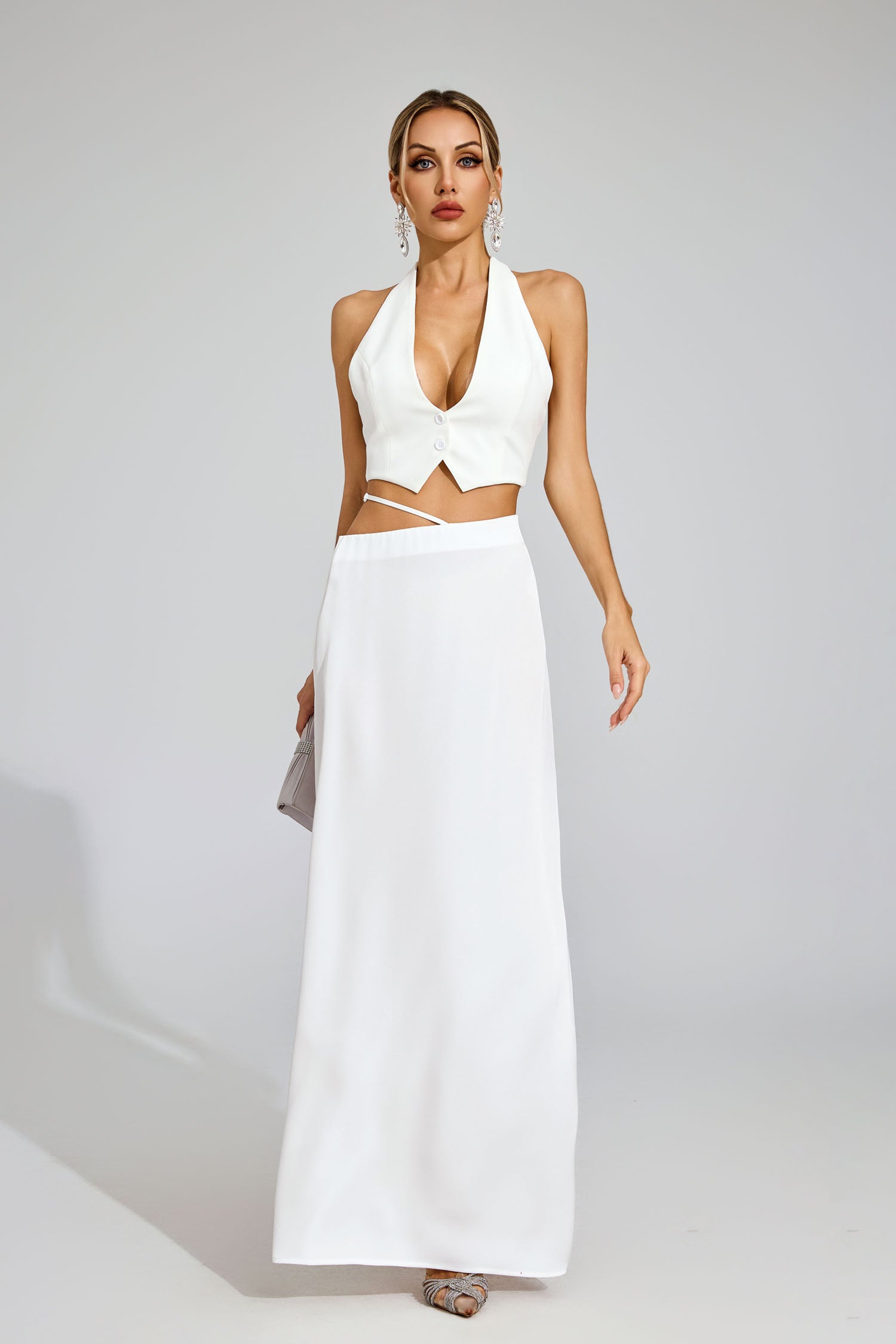 Griffith White Halter Blazer Set
