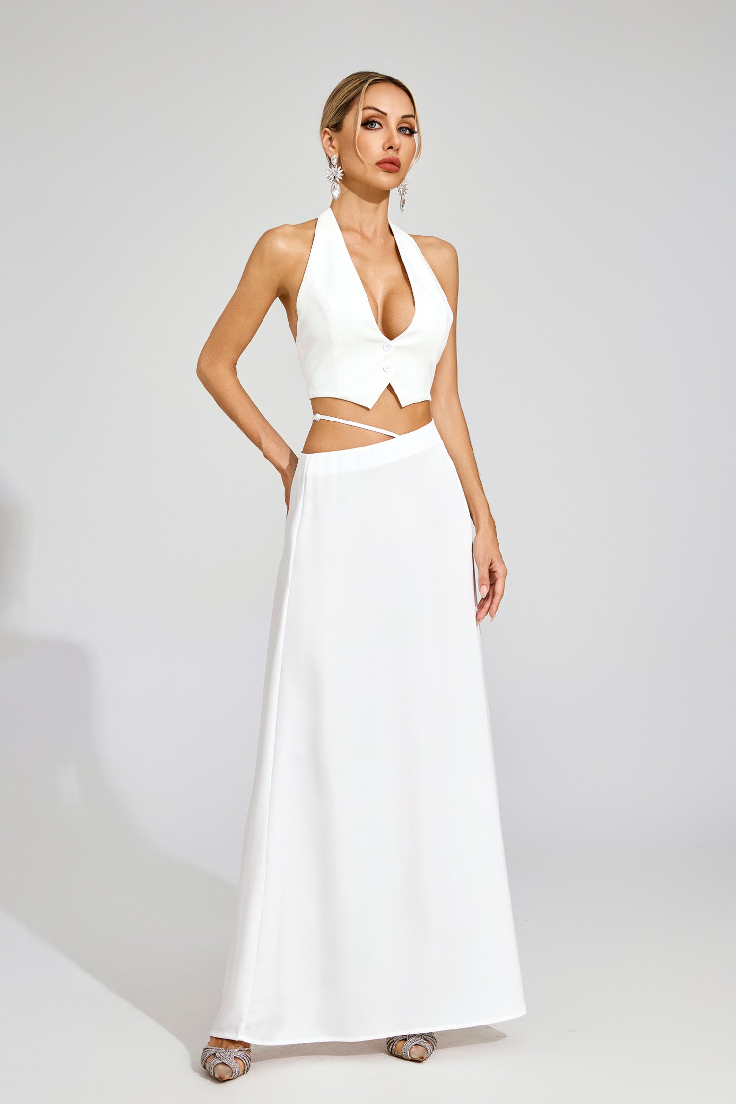 Griffith White Halter Blazer Set