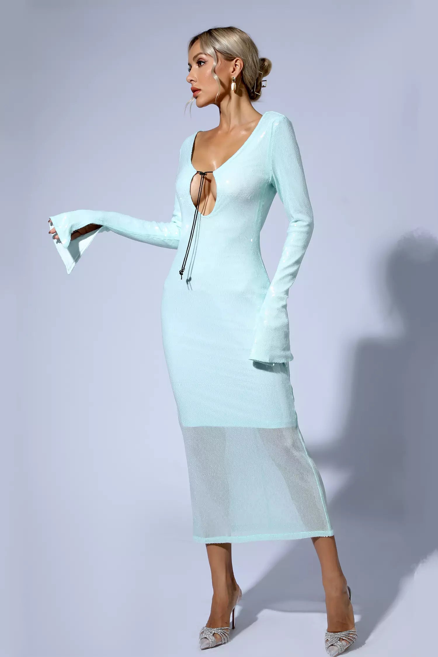 Lilly Teal Sequin Maxi Dress